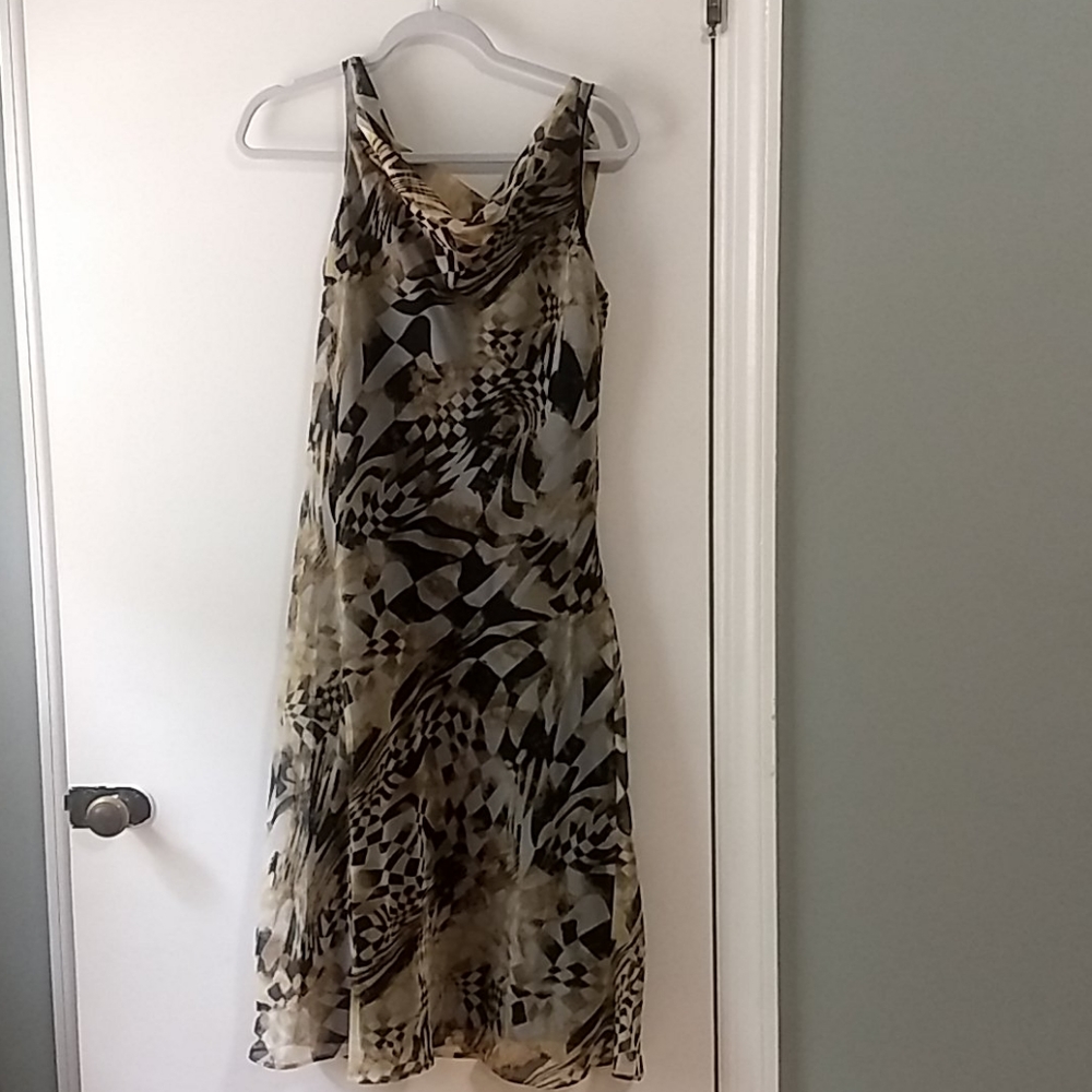 Mlle Gabrielle Sleeveless Cowl Neck Chiffon Dress